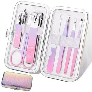 Manicure Set Personal Care Nail Clipper Kit Manicure 8 n 1 Pedicure PINK PURPLE